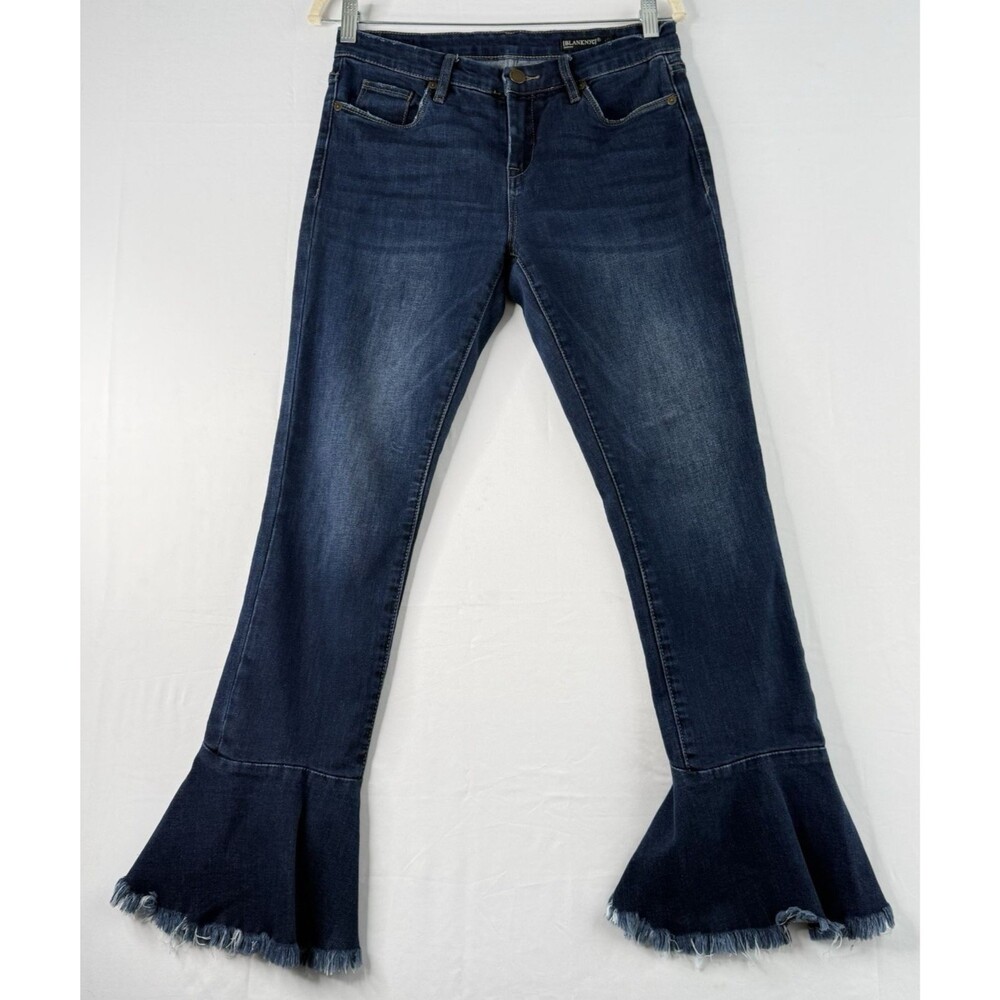 Blank NYC Jeans Womens 28 Blue Denim Dark Wash Kick Flare Cut Off Frayed Hem